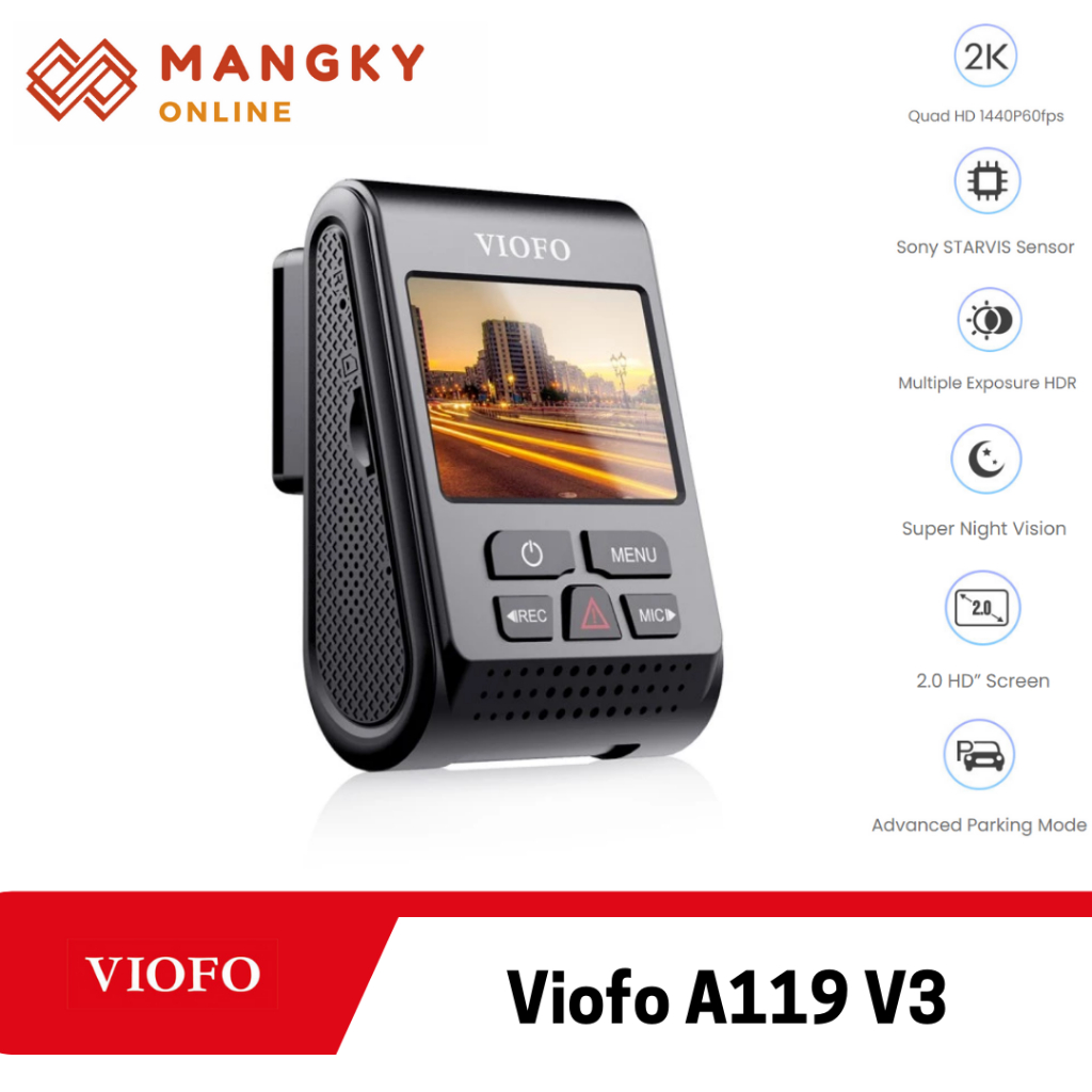 Viofo A119 V3 2K Quad HD Super Night Vision Dash Camera