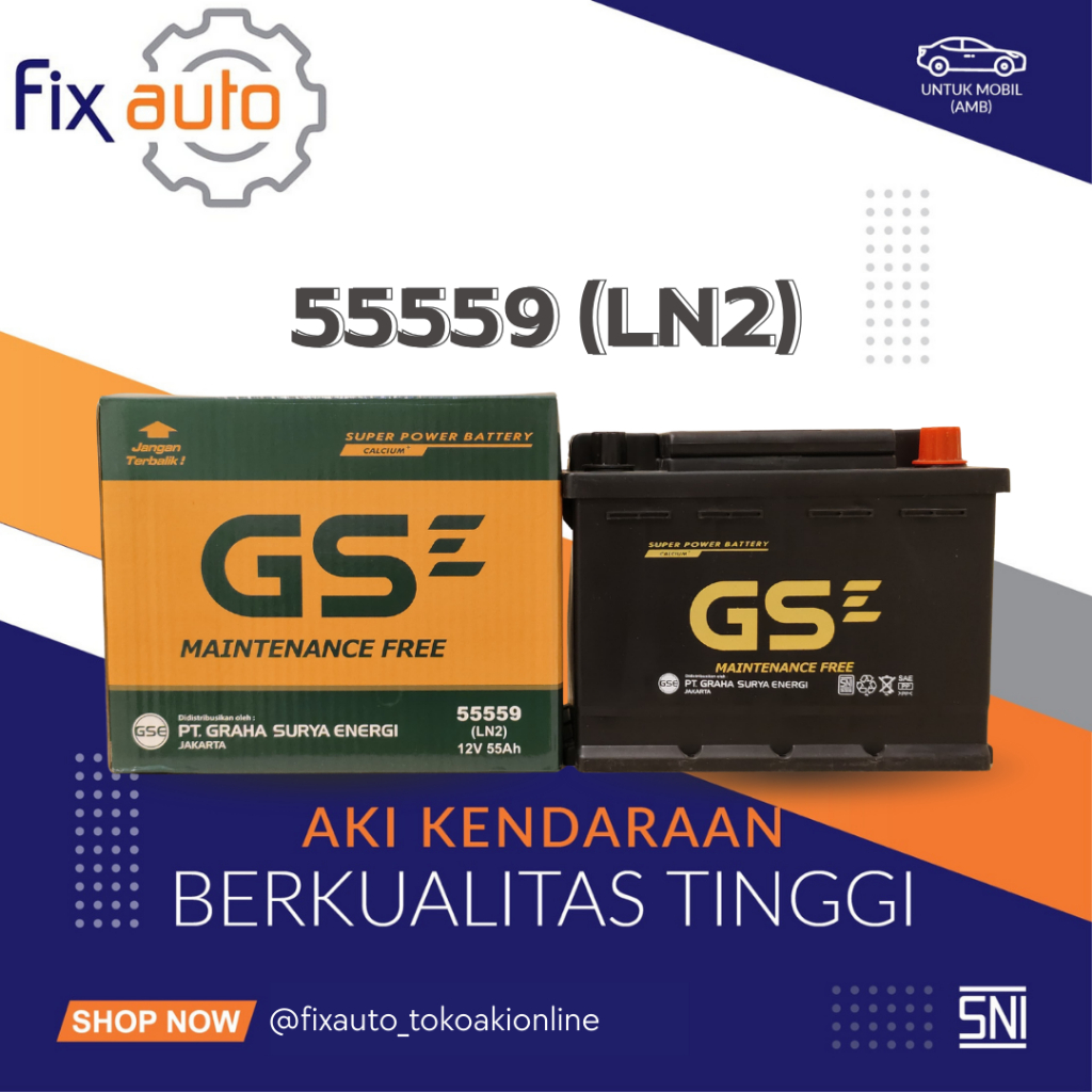 Aki Mobil Kering GSE 55559 LN2 55Ah 12V Accu MF Super Power Battery