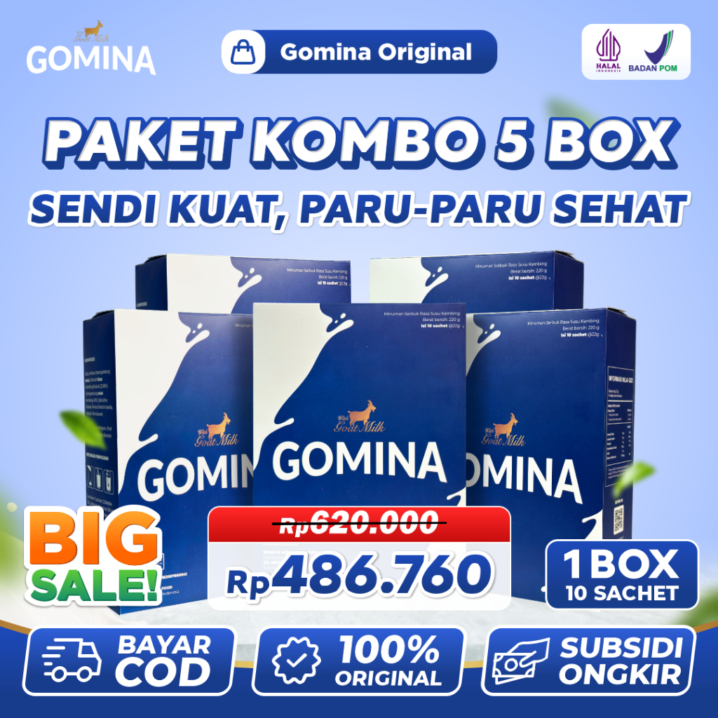 

BIG SALE 9.9 GOMINA PAKET KOMBO 5 BOX Susu Kambing Etawa 100% Original – Ampuh Atasi Nyeri Sendi, Pegal Linu, Asma Dan Sesak Nafas
