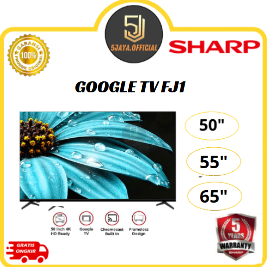 TV LED Sharp Android TV 50inch / 55inch / 65inch - 50FJ1 / 55FJ1 / 65FJ1 Google TV Sharp LED