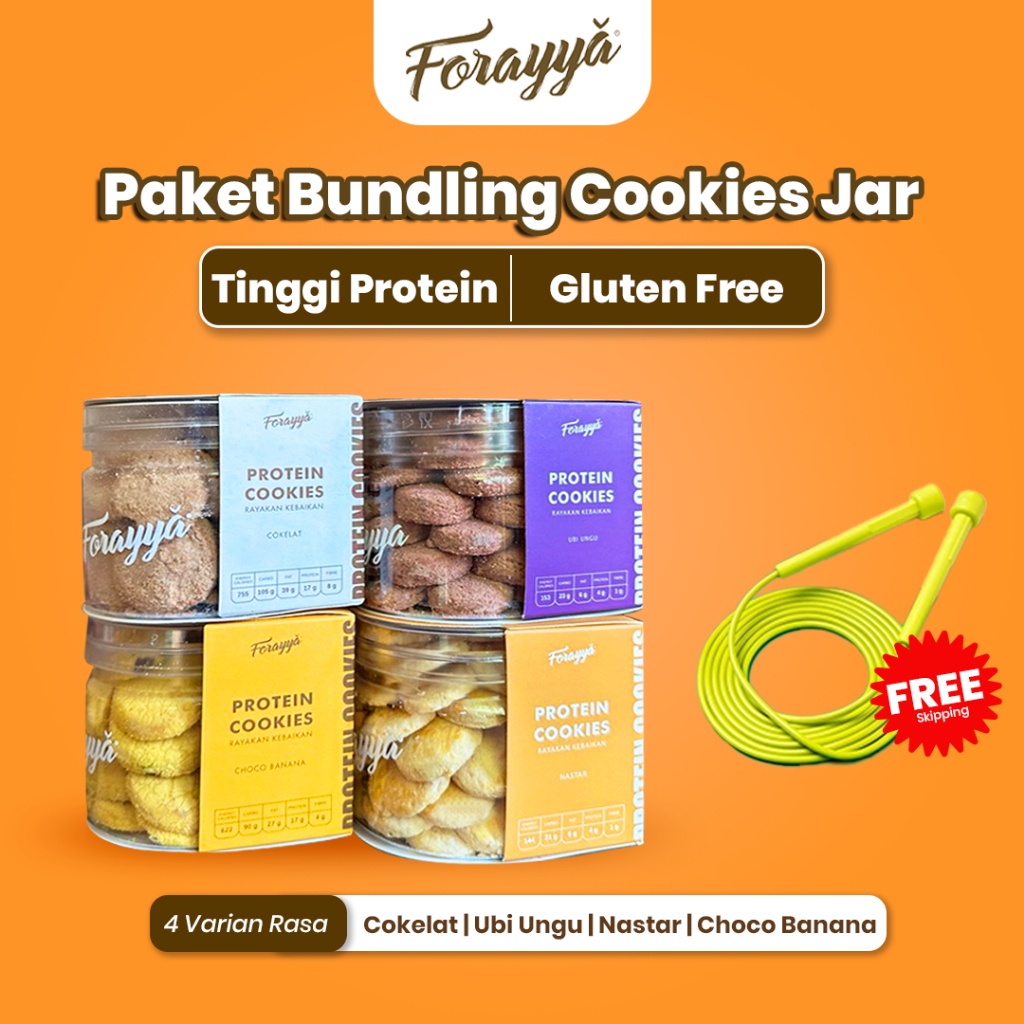 

Paket Bundling Protein Cookies Jar Gluten Free Tinggi Protein Cemilan Sehat 170 g