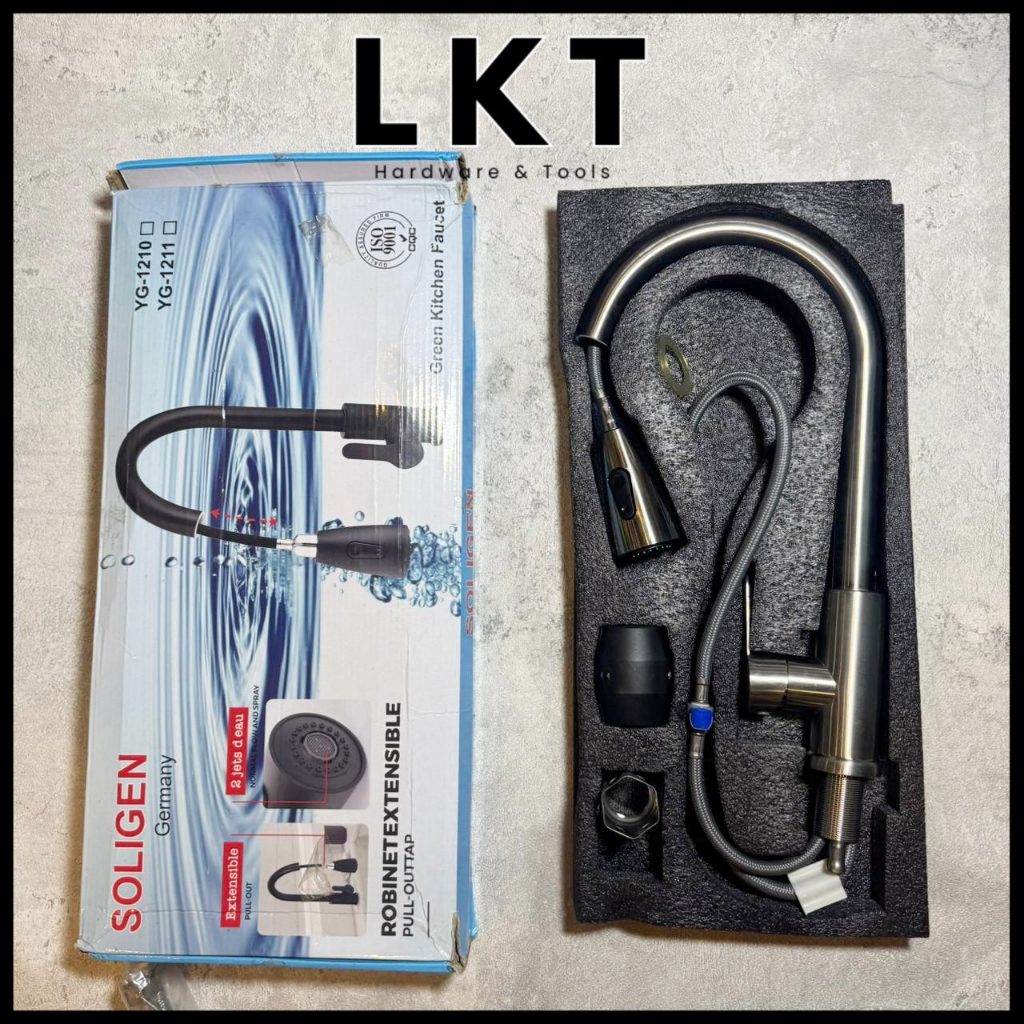SOLIGEN Kran Keran Air Angsa Wastafel Stainless Steel Model Tarik 1210 Hitam