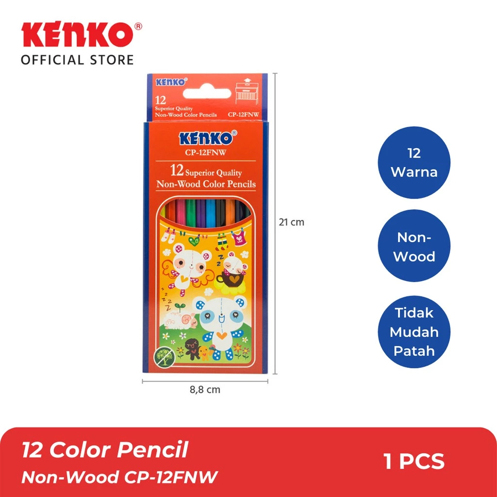 

Nulisstore Kelir Kayu KENKO 12 COLOR PENCIL / Pensil Warna CP-12 FNW Non Wood