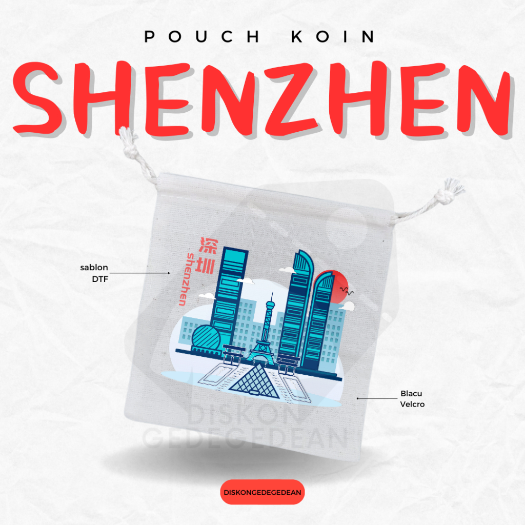 Diskongedegedean Pouch Dompet Koin Souvenir Shenzhen Dompet Koin Oleh Oleh China Bahan Blacu Type 3