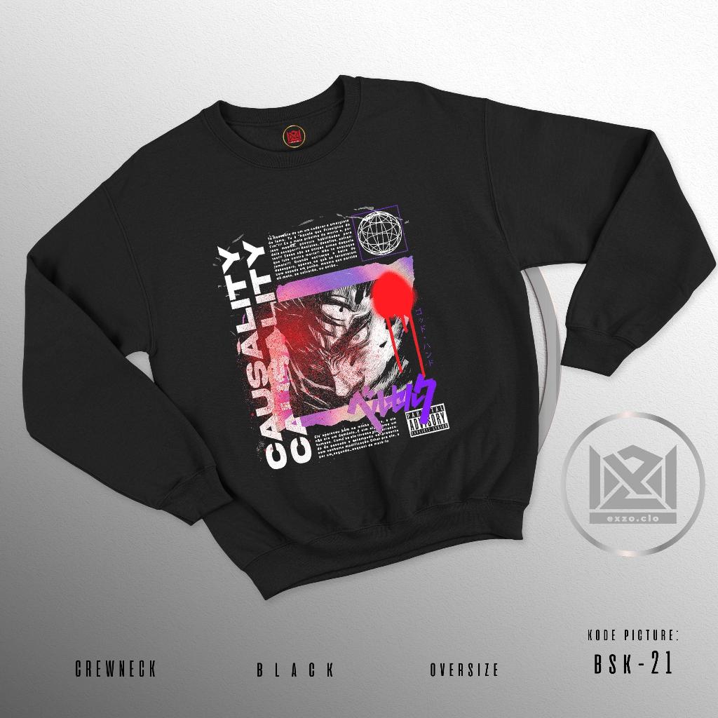 EXZO crewneck BERSERK BLACK OVERSIZE katun combed24s BERSERK SWEATSHIRT