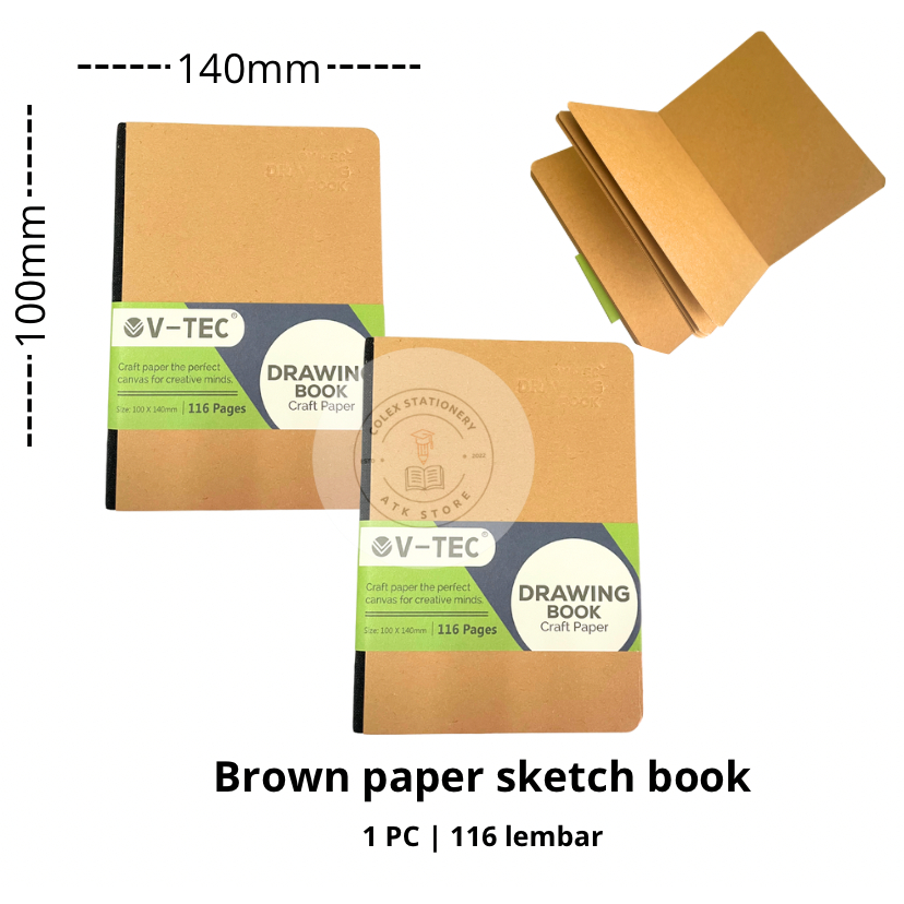 

[1 PC] Buku Gambar Sketsa Craft / Sketch Book Coklat Uk 100x140mm Isi 116 Halaman Vtec DBC3102