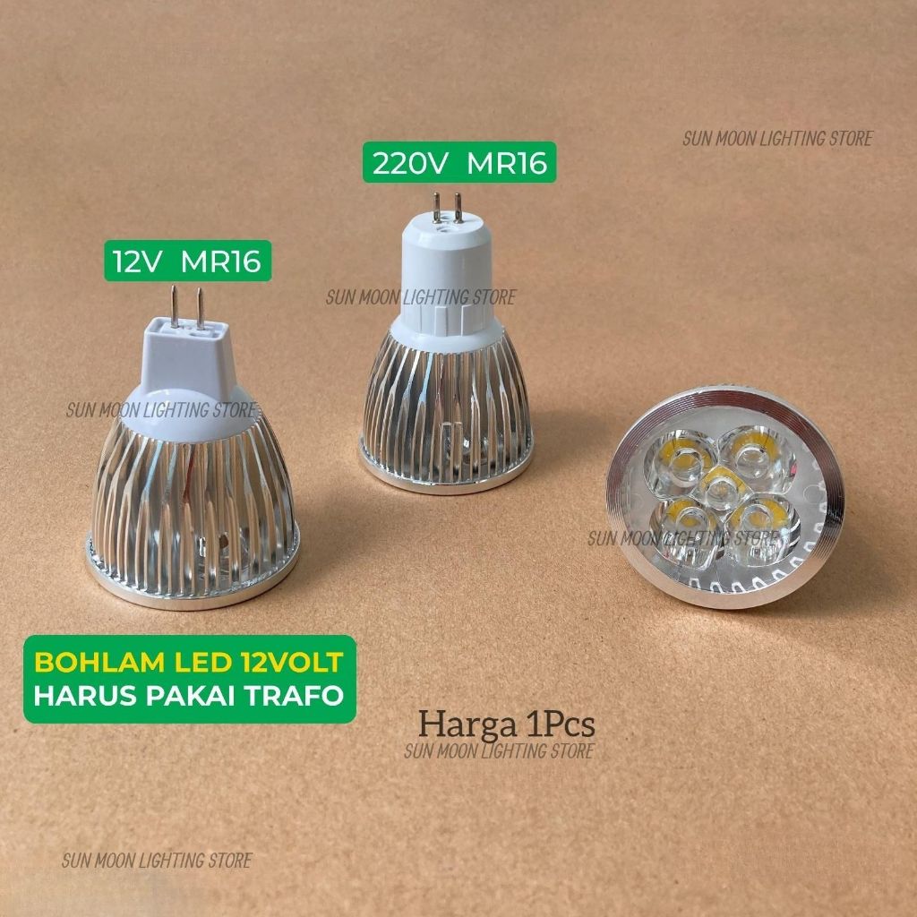 Lampu bohlam halogen led 5w fiting kaki mr16 merah biru hijau ungu rgb