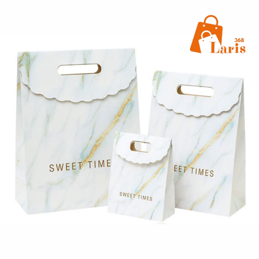 

Laris368 Paperbag Pembungkus Kado Tutup Atas Gift Bag Tas Hadiah Exclusive Happy Sweet Time Marble Silver Premium