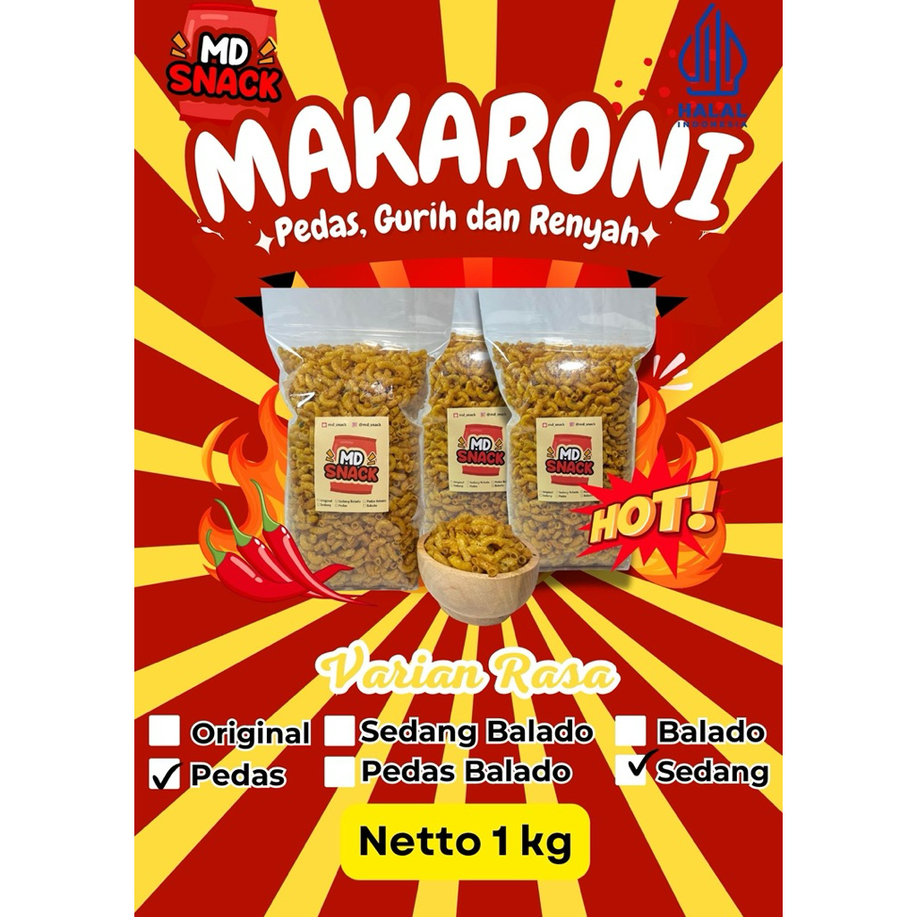 

Makaroni 1000Gram/1kg Pedas daunjeruk