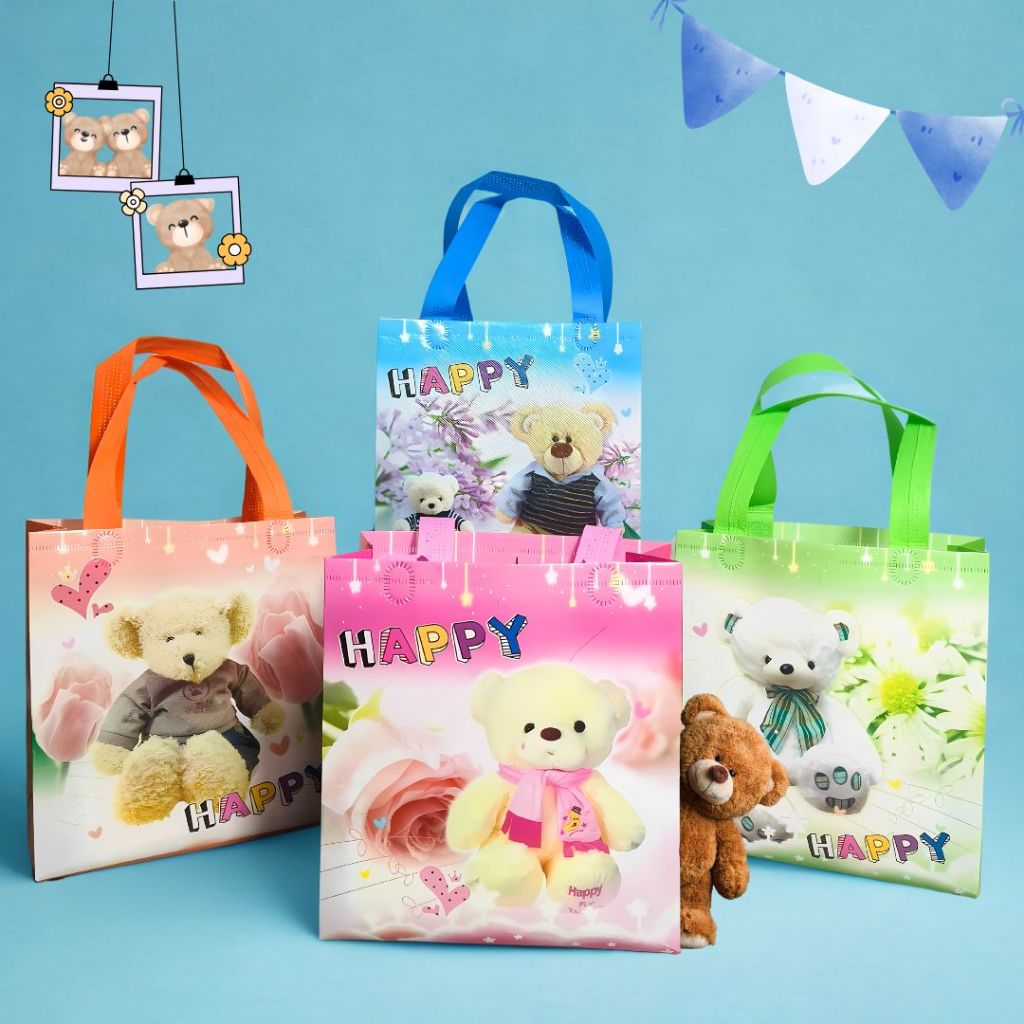 

【Teddy Bear】Tas Kado Ulang Tahun Anak Tema Motif/Tas souvenir premium|Goodie Bag |Tote Bag | Hampers