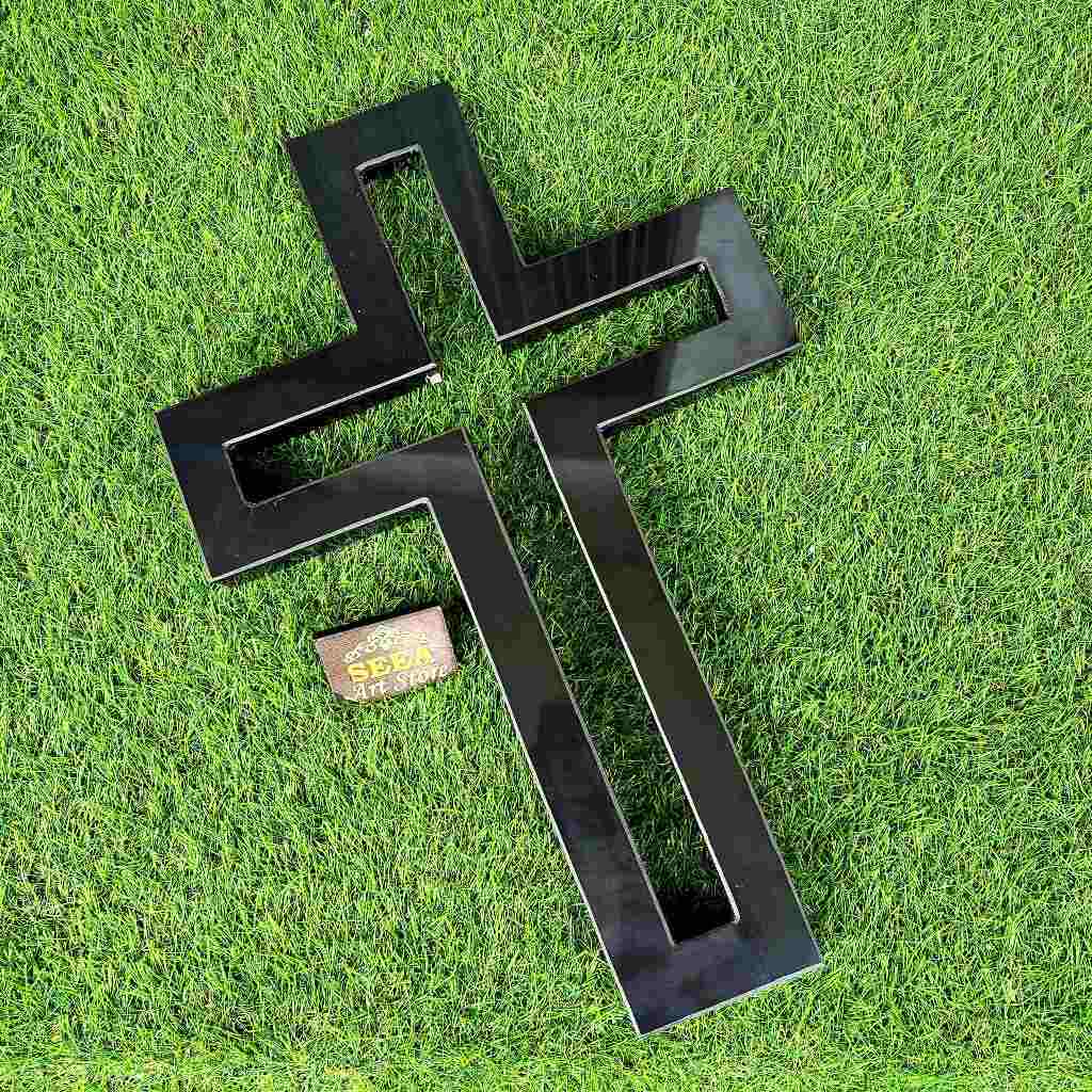 SEEA - GTH/C - S-B-J 60X100 -BATU NISAN MAKAM SALIB BOLONG TENGAH GRANIT TERMURAH + PACKING KAYU