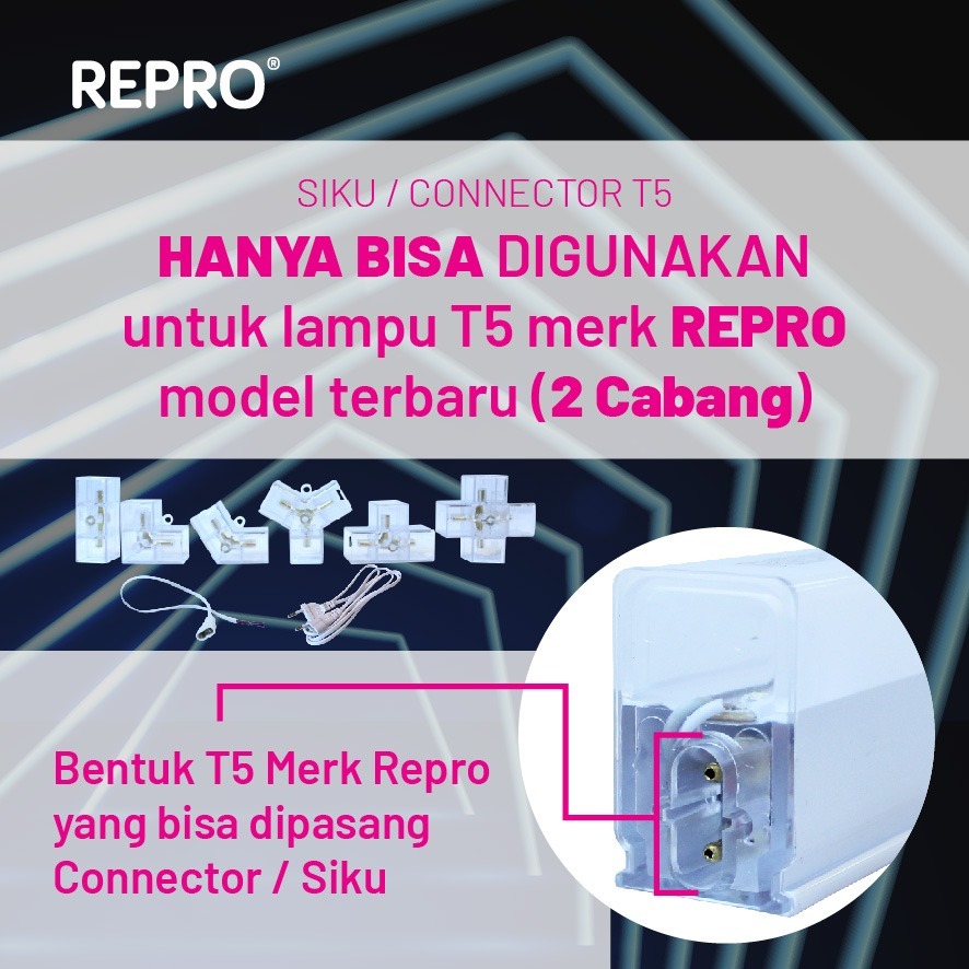 [KHUSUS LAMPU MERK REPRO] REPRO Connector T5 LED - Adaptor Kabel Sambungan konektor LED Hanya untuk 