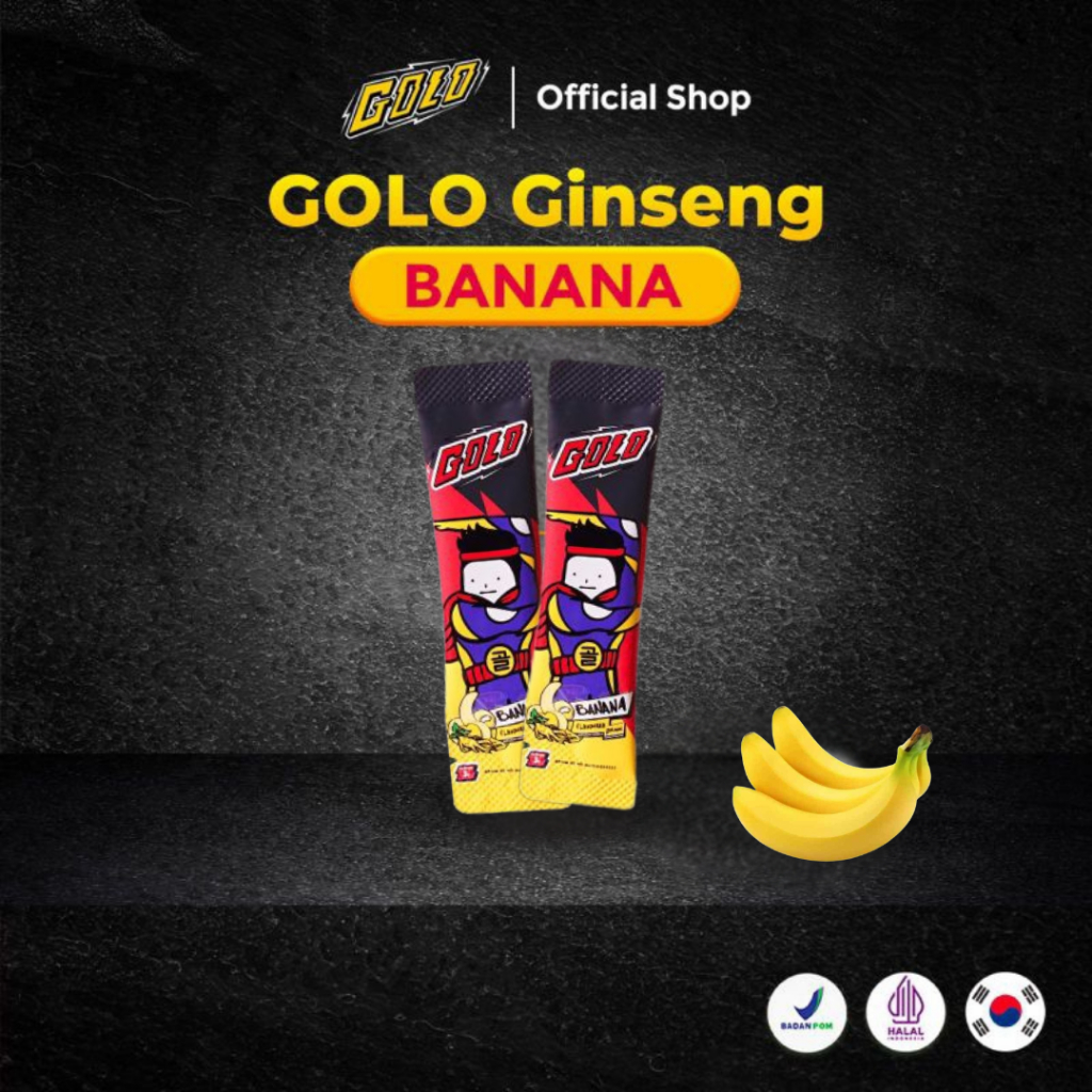 GOLO Ginseng Botanical Banana – Minuman Botanical Rasa Pisang – 2 Sachet