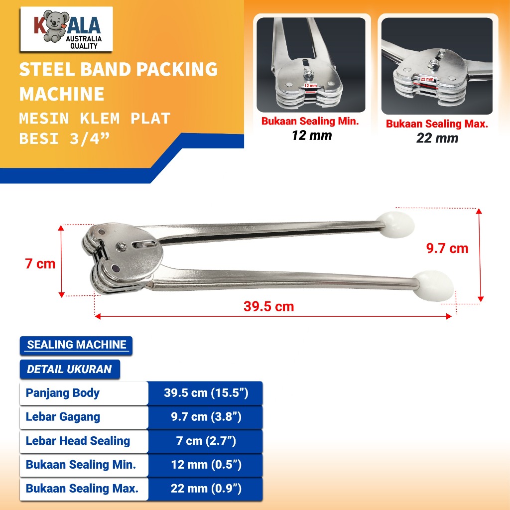 Koala Alat Mesin Klemp Packing Strapping Band Besi Kardus Manual Tali Klem Pengikat Besi Body Besi
