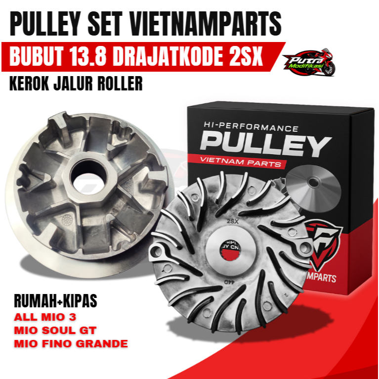 PULLEY RUMAH ROLLER MIO M3 MIO SOUL GT PLUSH KIPAS ROLLER 2SX RUMAH ROLLER BUBUT 13`8 DRAJAT KEROK J