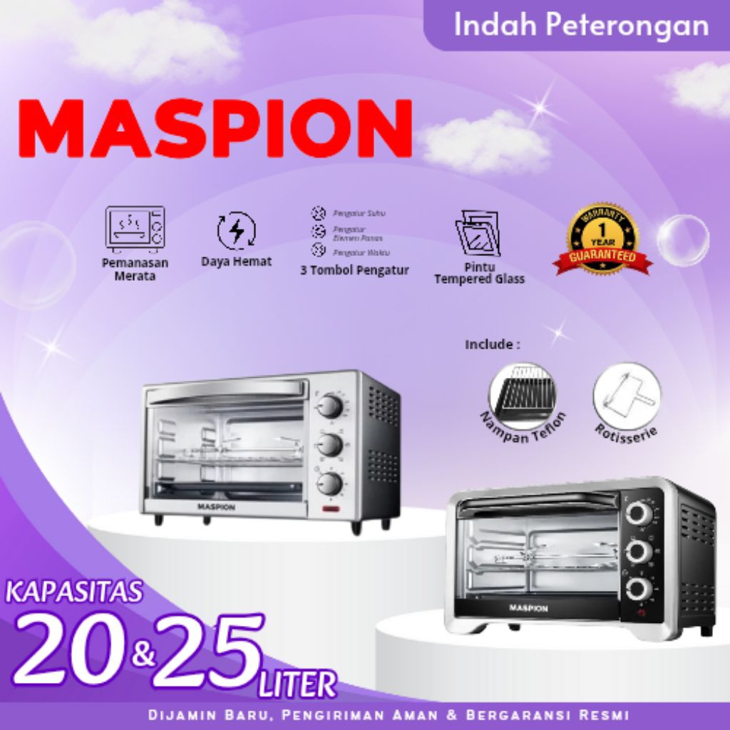 OVEN LISTRIK MASPION/ MASPION MOT-2502/ MASPION MOT-2001/ MASPION MOT-1801S/ OVEN JOMBANG/ OVEN MURA