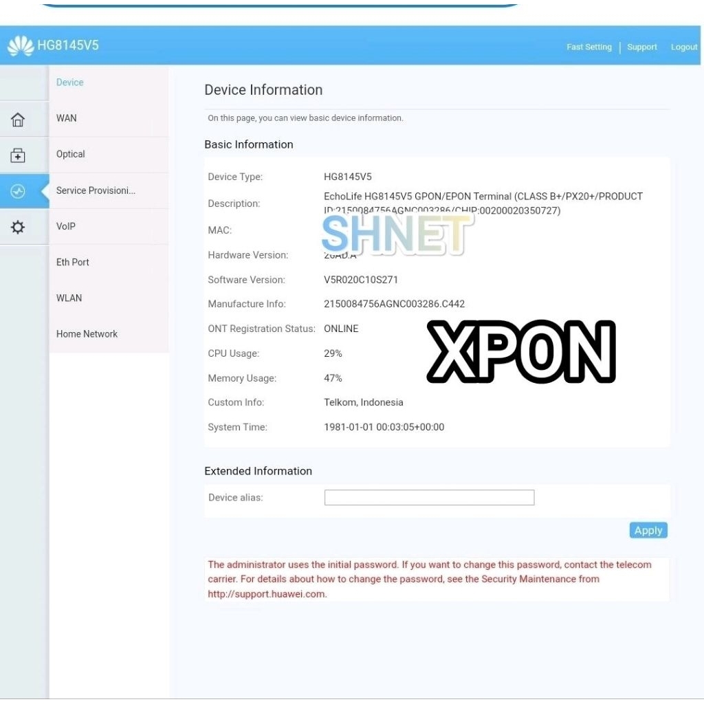 Huawei HG8145V5 dan EG8145V5 / EG8041V5 Firmware EPON , XPON FlashTool