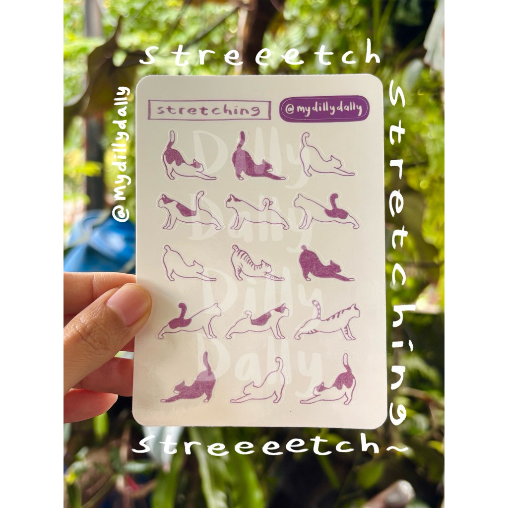 

DILLY DALLY Sticker Sheet - Kucing Stretching (kiss cut)
