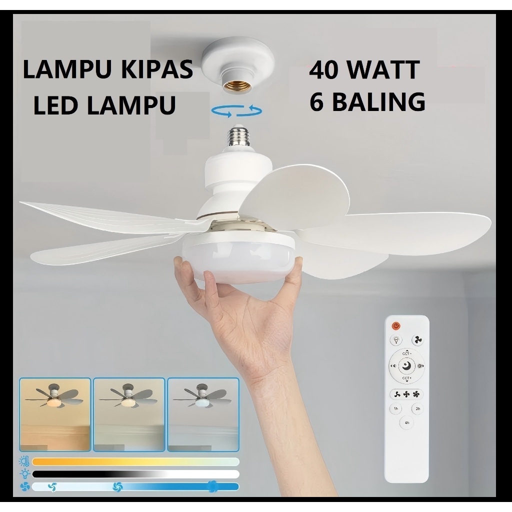 40watt led Lampu Kipas Gantung 6 baling | lMPU Kipas Angin remote control Lampu hias multifungsi