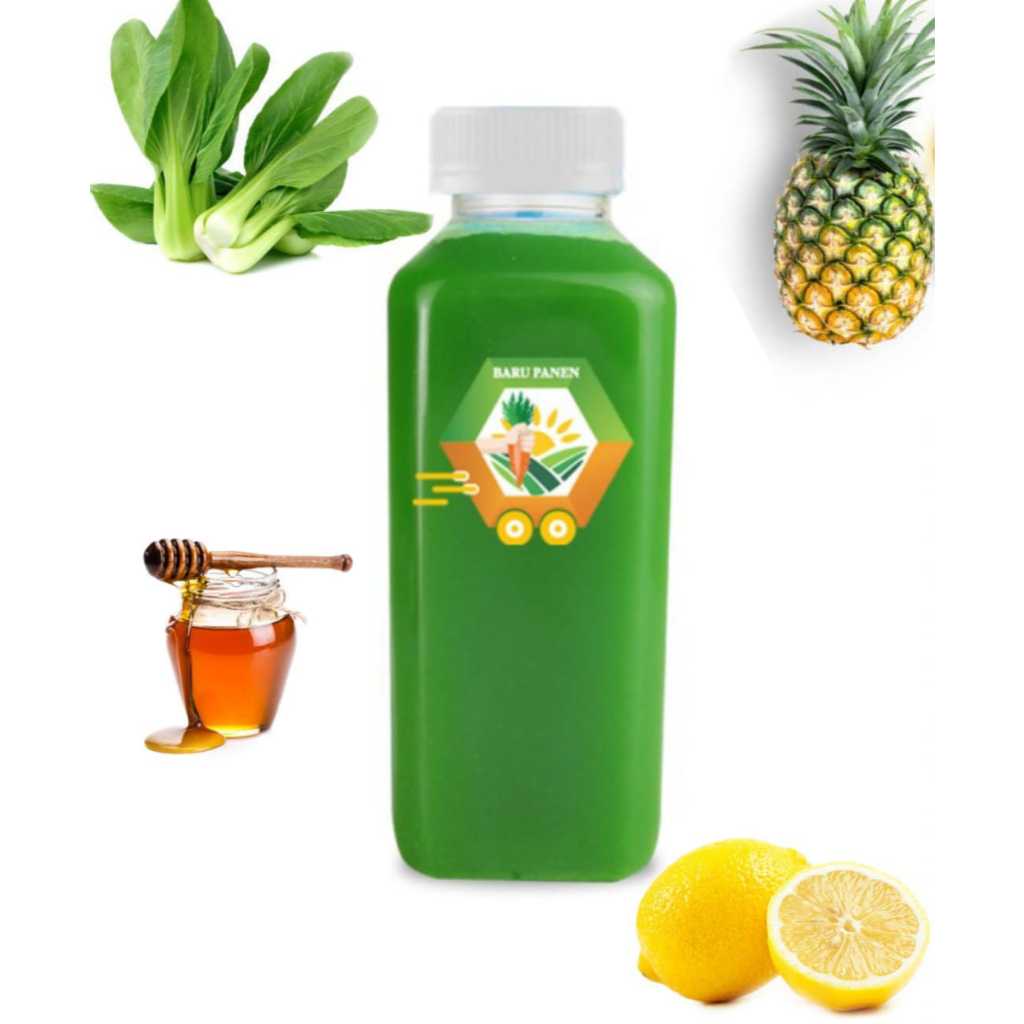 

Jus Buah Sayur Pakcoy + Nanas + Lemon + Madu Cold Press Cold Pressed Juice