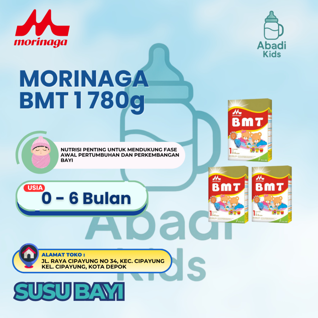 

Susu Morinaga BMT 1 780g – Susu Formula Bayi 0–6 Bulan Kaya DHA, AA, Prebiotik & Vitamin Lengkap
