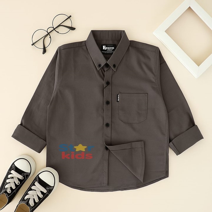 Kemeja Anak Laki Laki Lengan Panjang Usia 3-12 Tahun Putih Polos Hem Anak Laki Laki Baju Anak