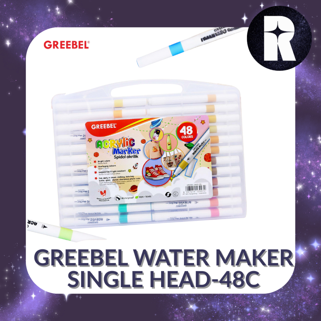 

GREEBEL SPIDOL ACRYLIC MARKER SINGLE HEAD - GMAS- 48 WARNA (SET)