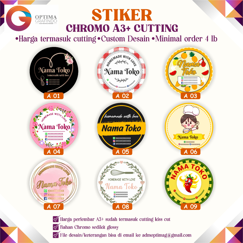 

Cetak Custom Stiker A3+, termasuk Cutting Free template / Design