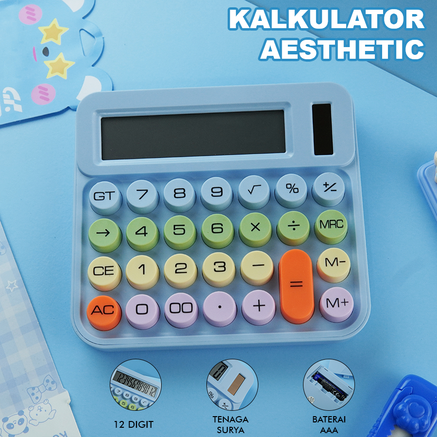 

Kalkulator Aesthetic 12 Digit Warna Pastel Lucu Untuk Sekolah, Kantor, Belajar dan PerhitunganCA-0908