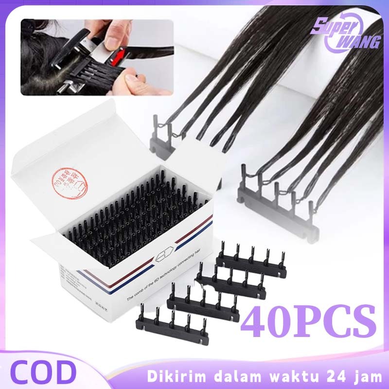 40pcs Hair Extension Clip 6D Klip Sambung Rambut Rambut Sambung Clip Alat Extension Rambut