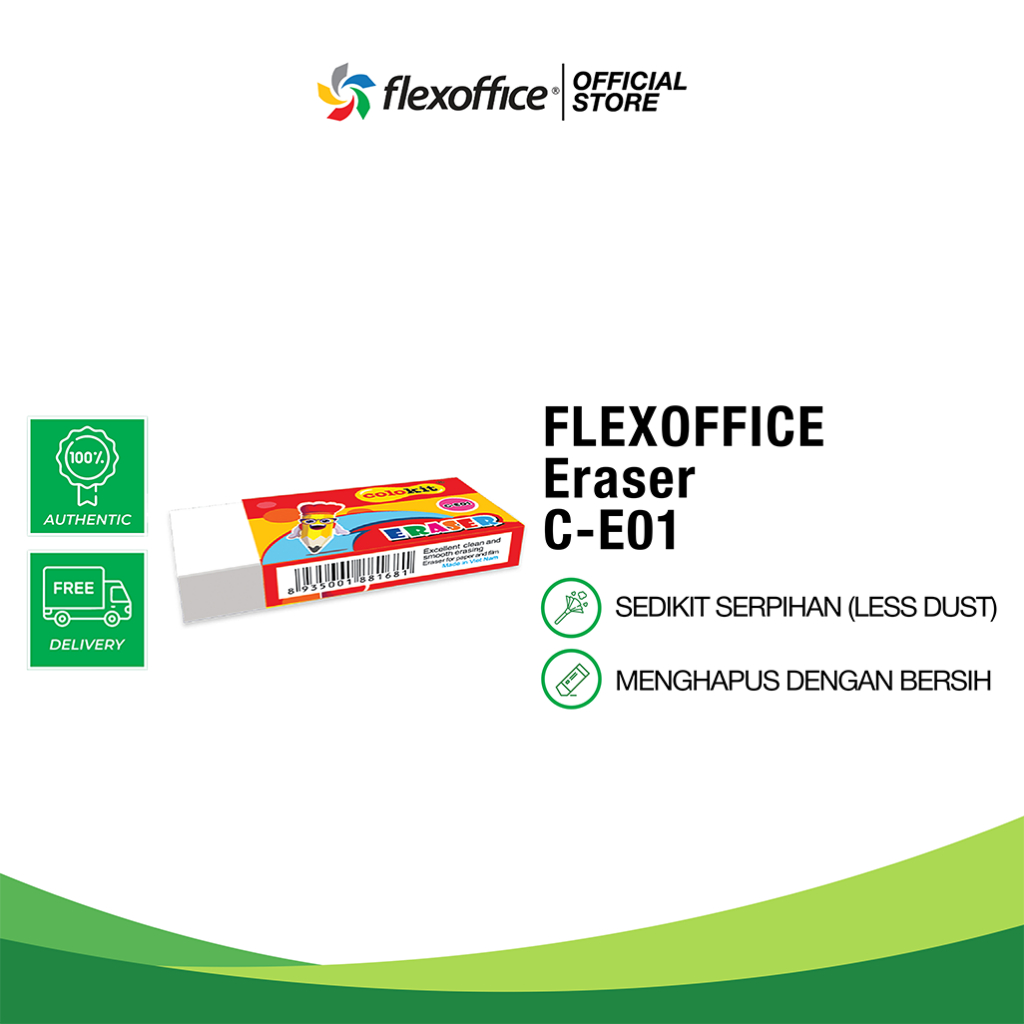 

FLEXOFFICE ERASER C-E01 penghapus putih bersih tahan lama minim residu belajar kerja hapus pensil