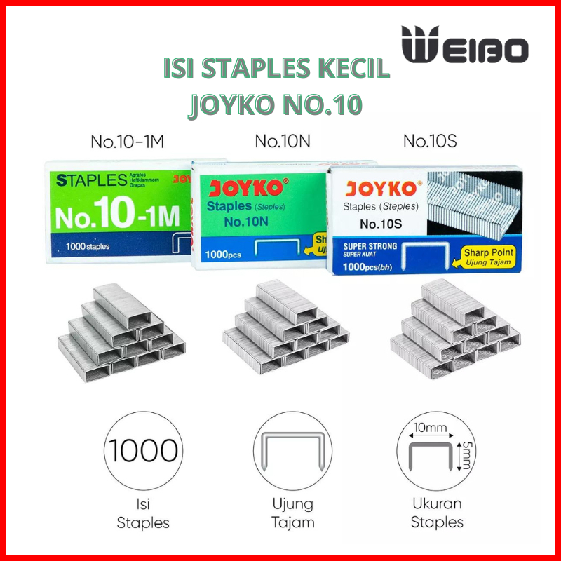 

WEIBO Isi Staples Kecil Joyko No.10 / Isi Staples Joyko Kotak Kecil 1Box Mini Serbaguna