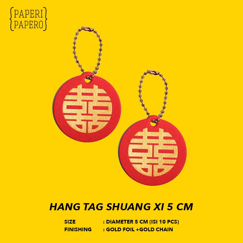 

Hang Tag Shuang Xi (5 cm) - Gold Chain (Rantai Emas)