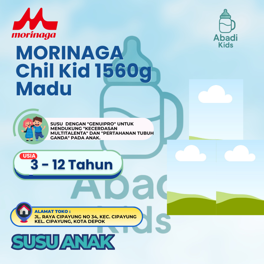 

MORINAGA Chil Kid 1560g Susu Anak 3-12 Tahun Madu/Vanila