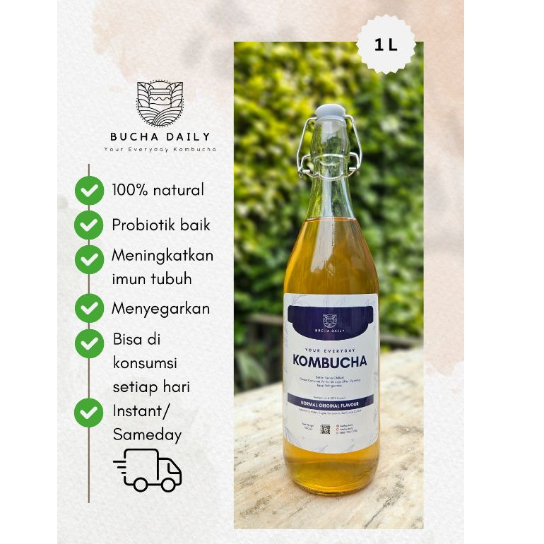 

[Instant/Sameday] Kombucha Teh Fermentasi NORMAL dengan Original Flavour 1000 ml