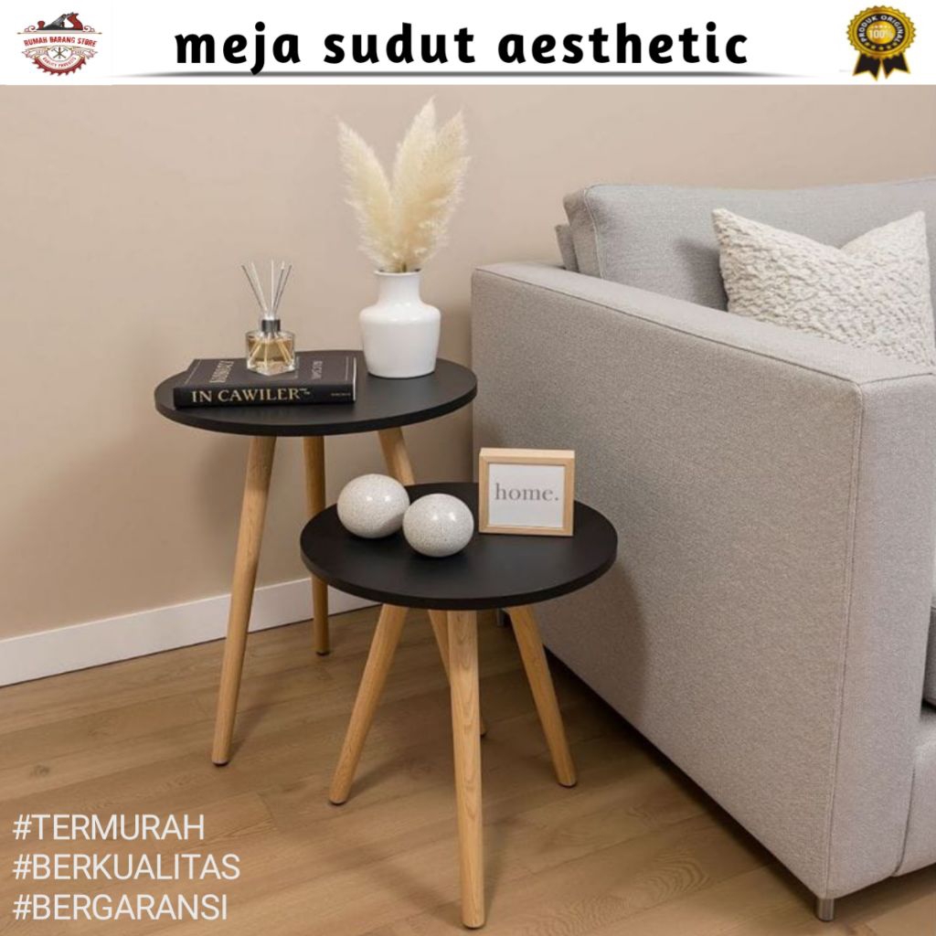 TERMURAH Meja bundar tempat bunga meja sudut kayu minimalis papan bundar meja rias ruang tamu rak bu