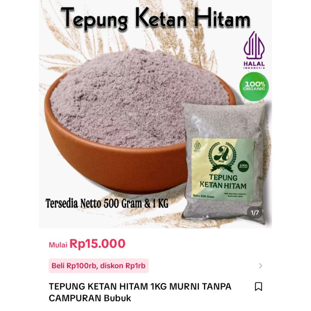 

tepung ketan hitam asali 100 murni olahan petani lngsung