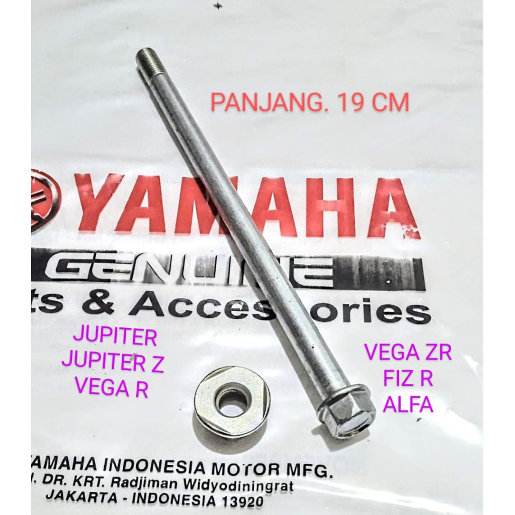 as + mur roda depan set lock yamaha panjang 19 cm yamaha Jupiter. Jupiter z. vega r. vega zr. fiz r.