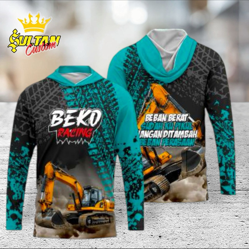 Jersey Driver Beko Excavator Racing Kaos Jersey Alat Berat Lengan Panjang