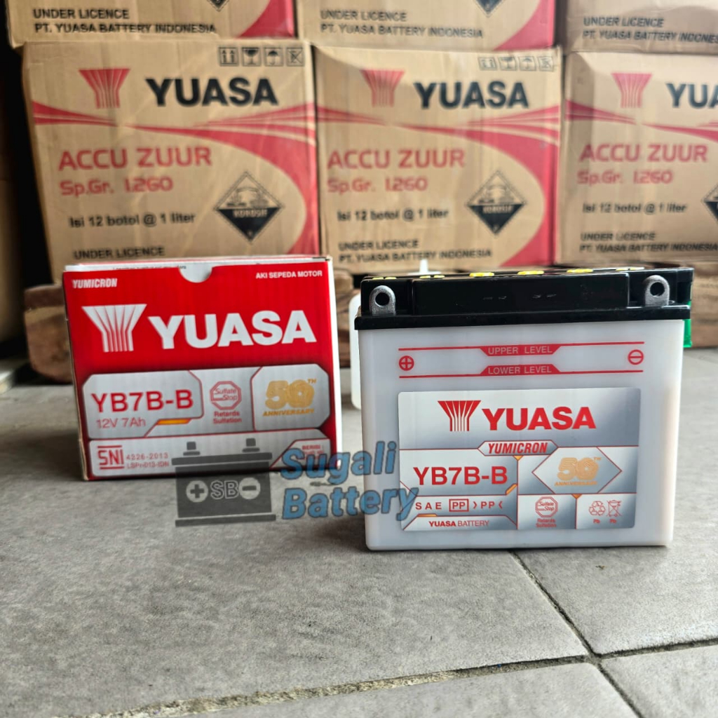 Aki Motor Yamaha Nouvo Z Sporty Lele, Scorpio YUASA YB7B-B Aki Basah ORIGINAL