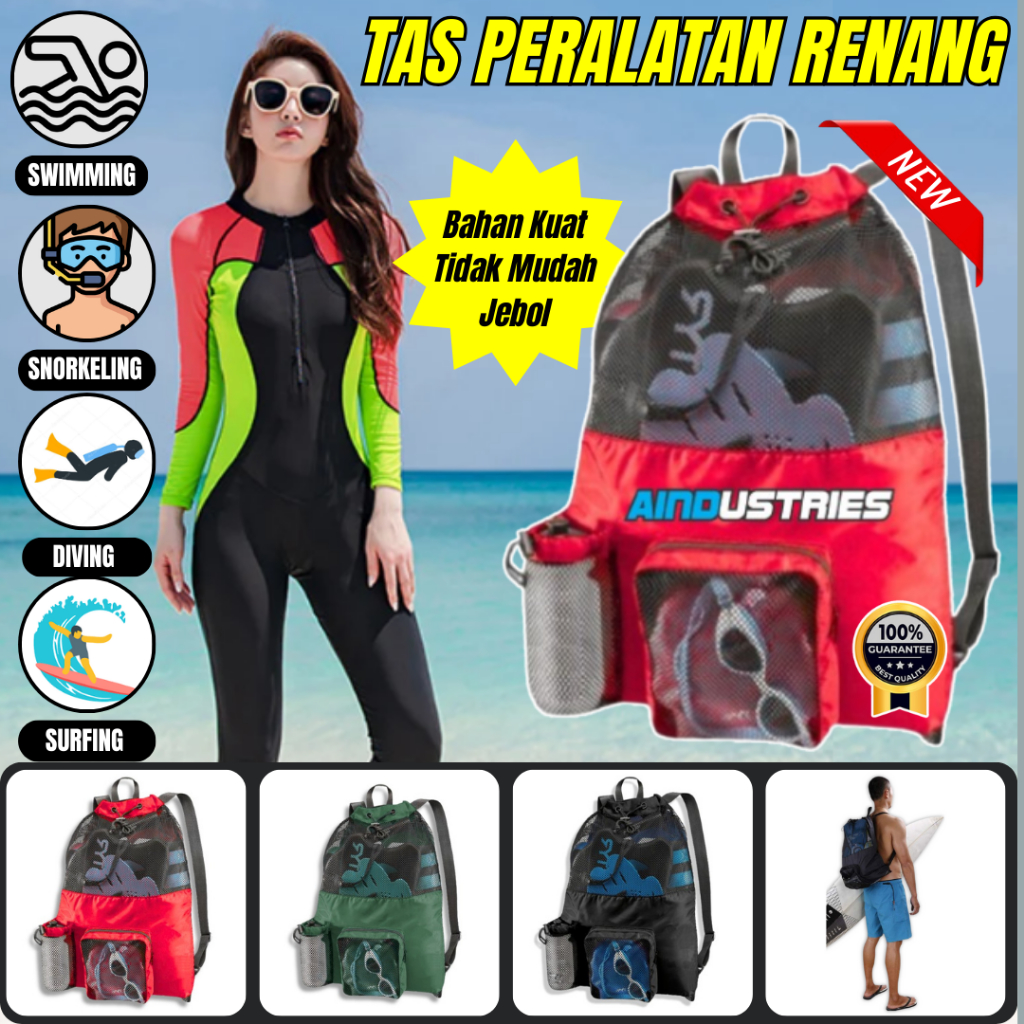 Tas Renang Jaring Portable Mudah Dibawa Travel tas renang jaring waterproof
