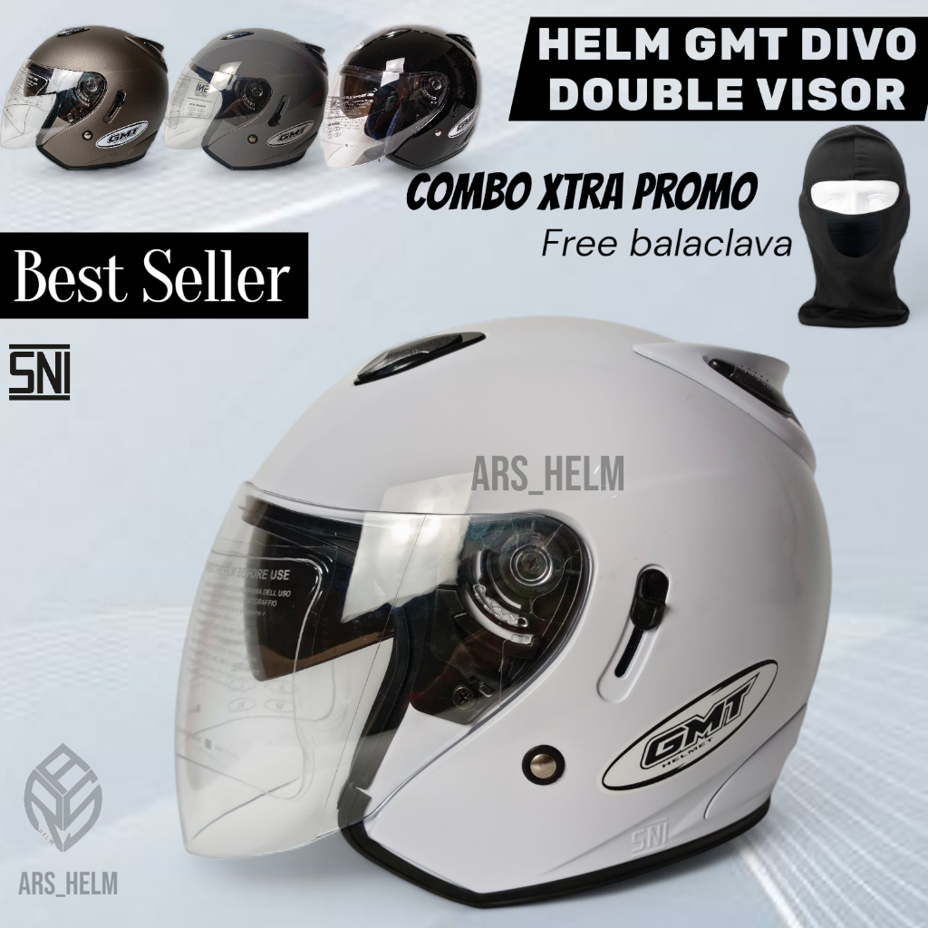 HELM GMT CENTRO SOLID|MODEL INK CENTRO DOUBLE VISOR|HELM SNI pria wanita