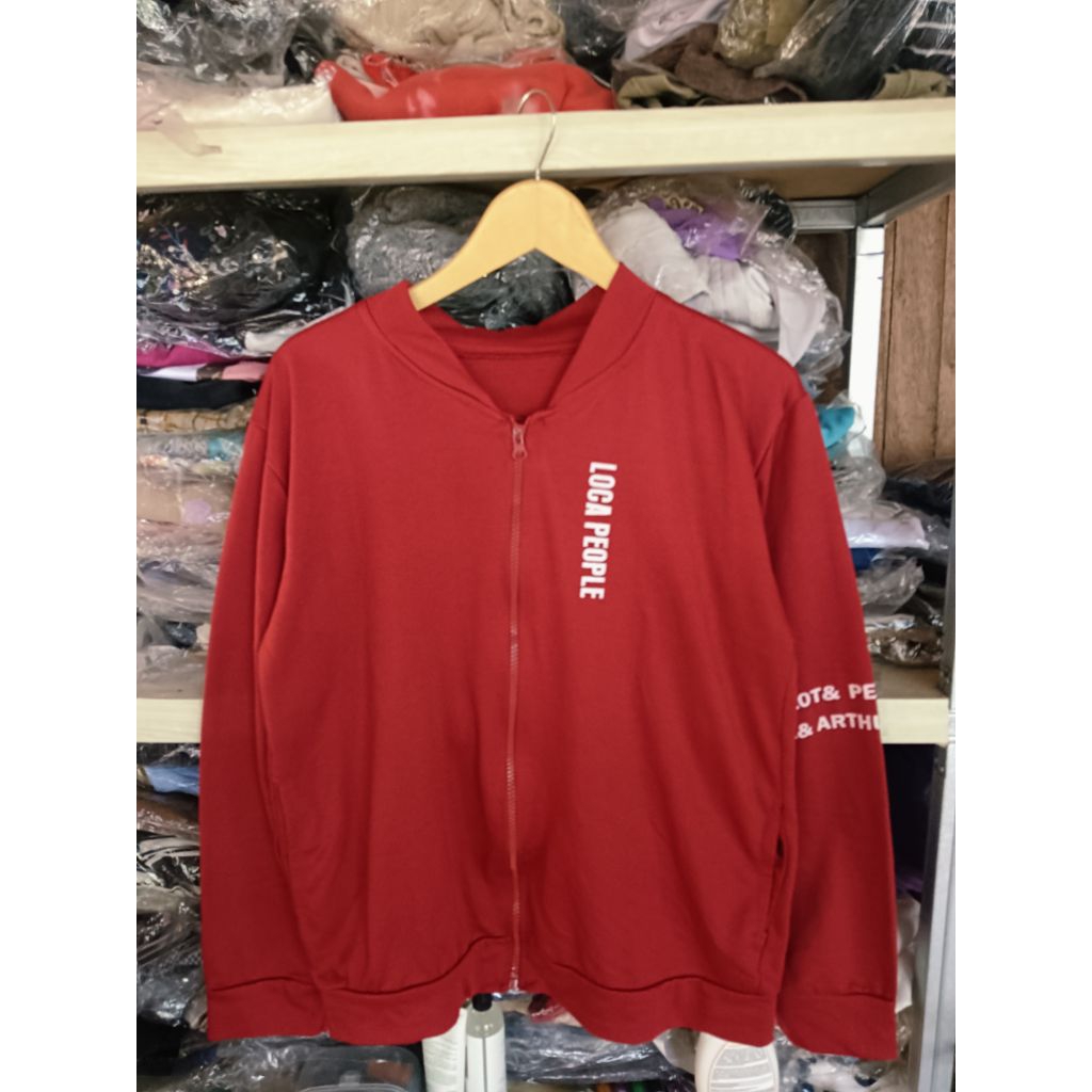 [COD] JAKET ZIPPER WANITA WARNA MERAH PUTIH | JAKET WANITA MERAH MAROON