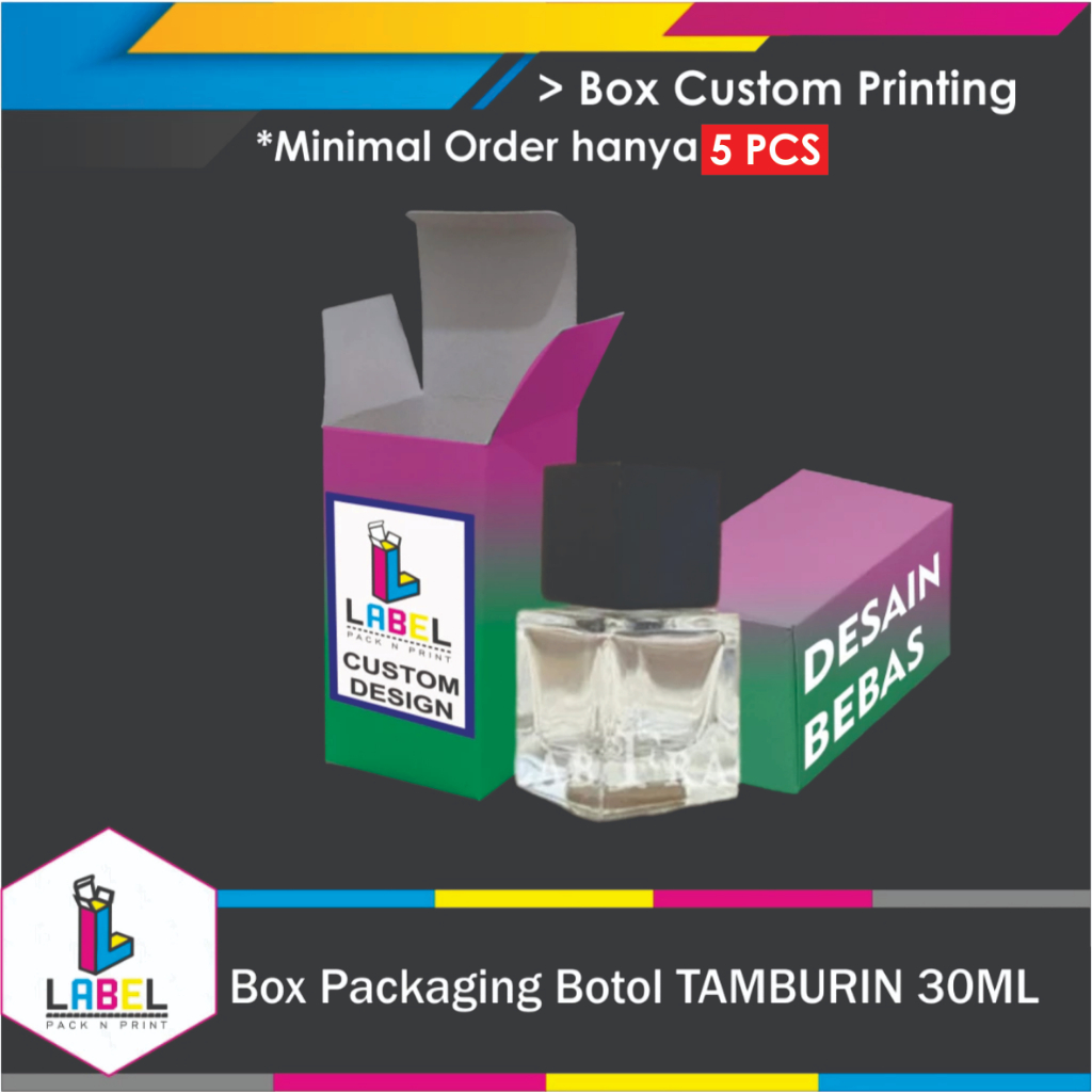 

Box Kemasan / Dus Parfum Tamburin 30ml CUSTOM DESAIN 4,8x4,8x8,5 cm - FULLPRINT