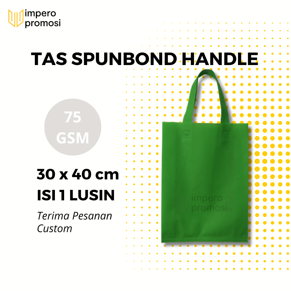 

Impero - GOODIE BAG SPUNBOND HANDLE 30x40 / Harga Lusinan / Kantong Belanja Murah (Hijau Muda)