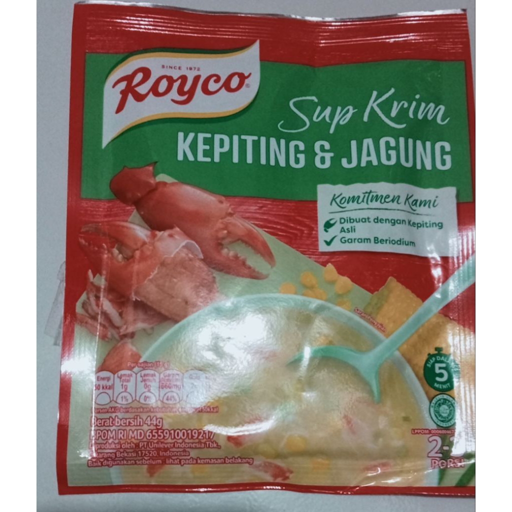 

sup krim kepiting dan sup krim jagung 50g