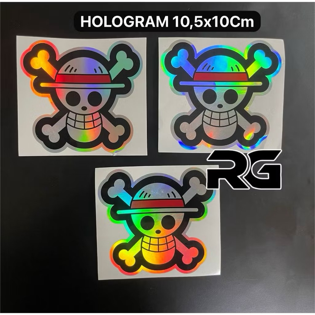 

(10,5x10 cm) Sticker Logo One Piece Hologram ukuran 10 cm sticker motor mobil truk truck dinding dll