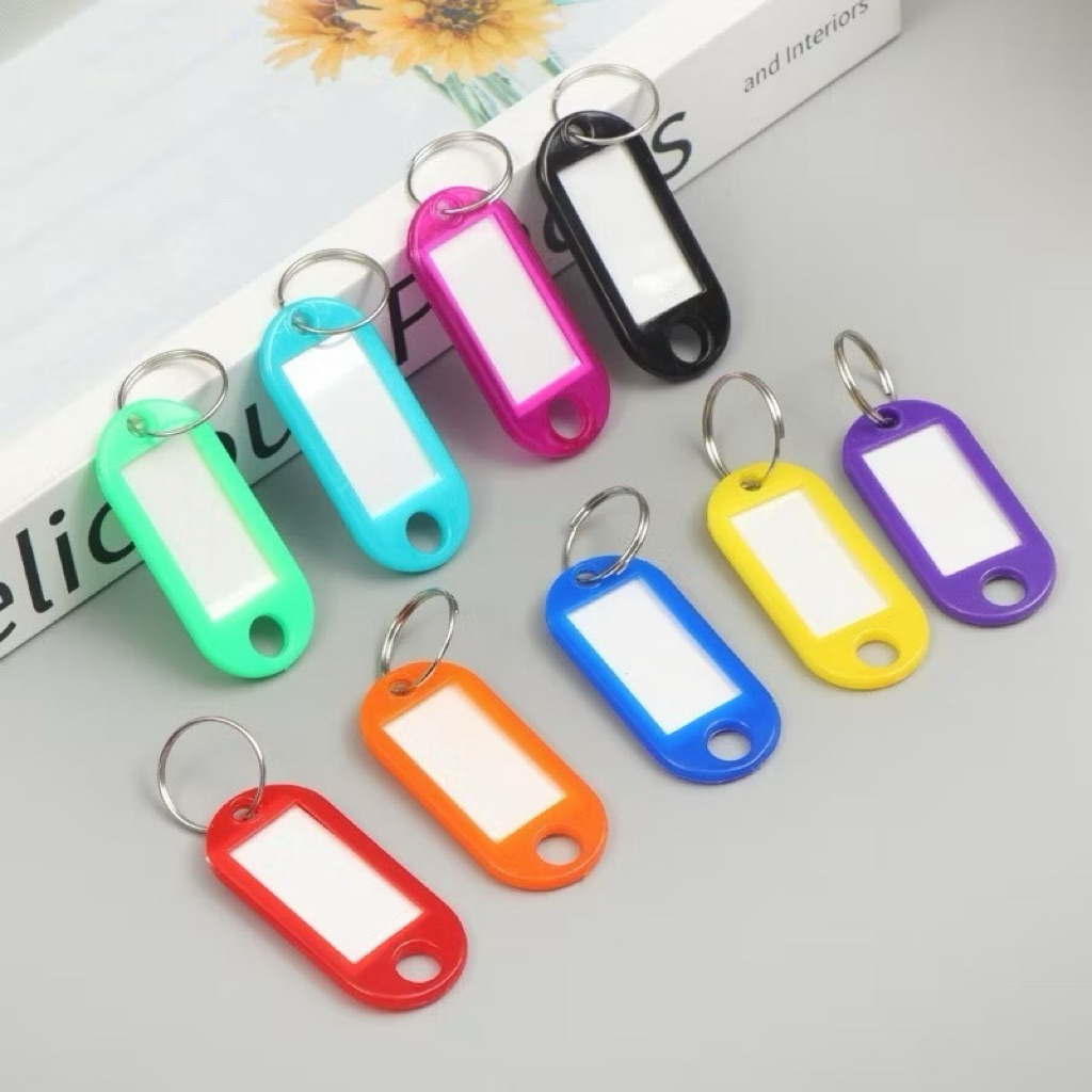 Ganci Name Tag Gantungan Kunci Warna-Warni Label Nama Plastik Ganci Keychan Ring Name tag Ganci Colo