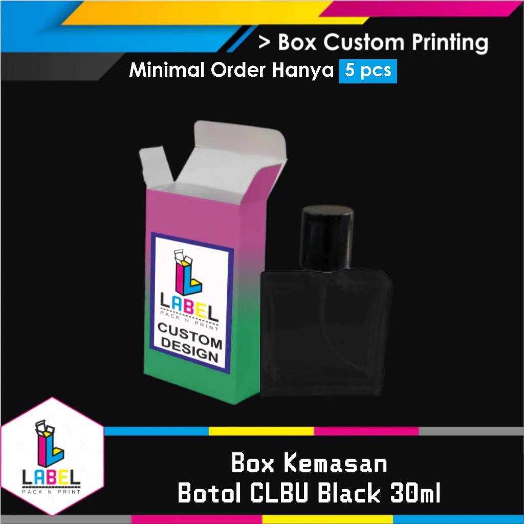 

Box / Dus Kemasan Botol CLBU Black 30ml Custom Desain 5,9x2.3x9,2 cm - Full Print