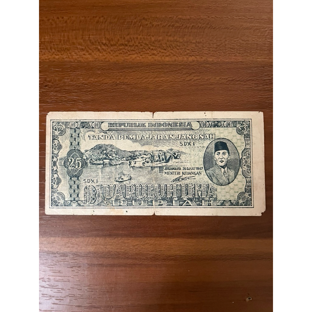 Uang Kertas 25 Rupiah 1947 Biru Seri ORI II Koleksi Kuni